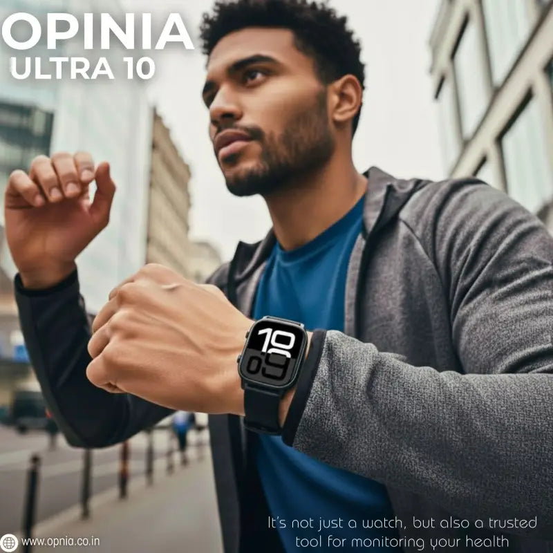 Opinia Ultra 10 | 2.1” Amoled HD Touch Display | Bluetooth Call | Music, Health Monitoring | Wireless Fast Charging in 2 Hours | Easy Refunds