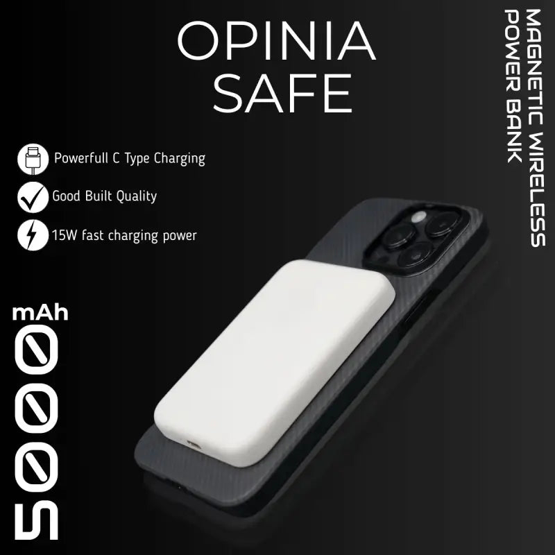 Opinia Safe | 15W Fast Charging | 5,000mAh Battery | Wireless Powerbank | Easy Refunds | PAN India Free delivery | Cash on delivery