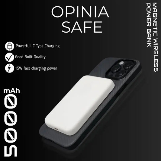 Opinia Safe | 15W Fast Charging | 5,000mAh Battery | Wireless Powerbank | Easy Refunds | PAN India Free delivery | Cash on delivery