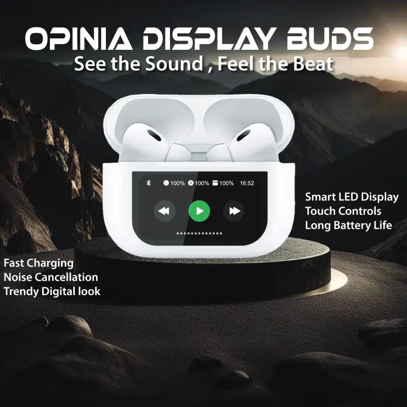 Opinia Display Buds with Active Noise Cancellation | 36H Playtime | Sweat Proof | Easy Refunds | PAN India Free delivery | Cash on delivery
