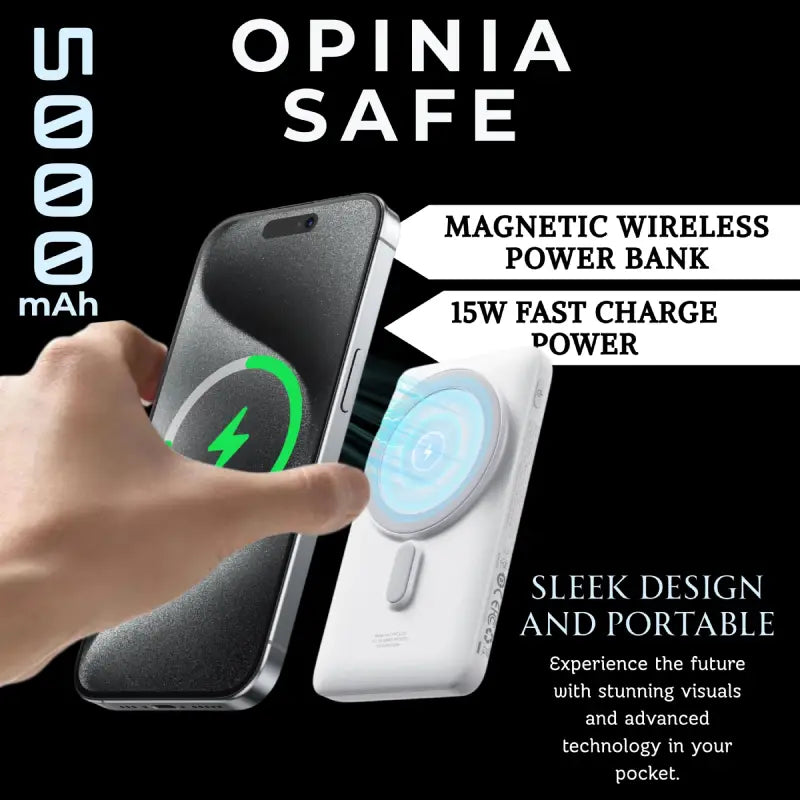 Opinia Safe | 15W Fast Charging | 5,000mAh Battery | Wireless Powerbank | Easy Refunds | PAN India Free delivery | Cash on delivery