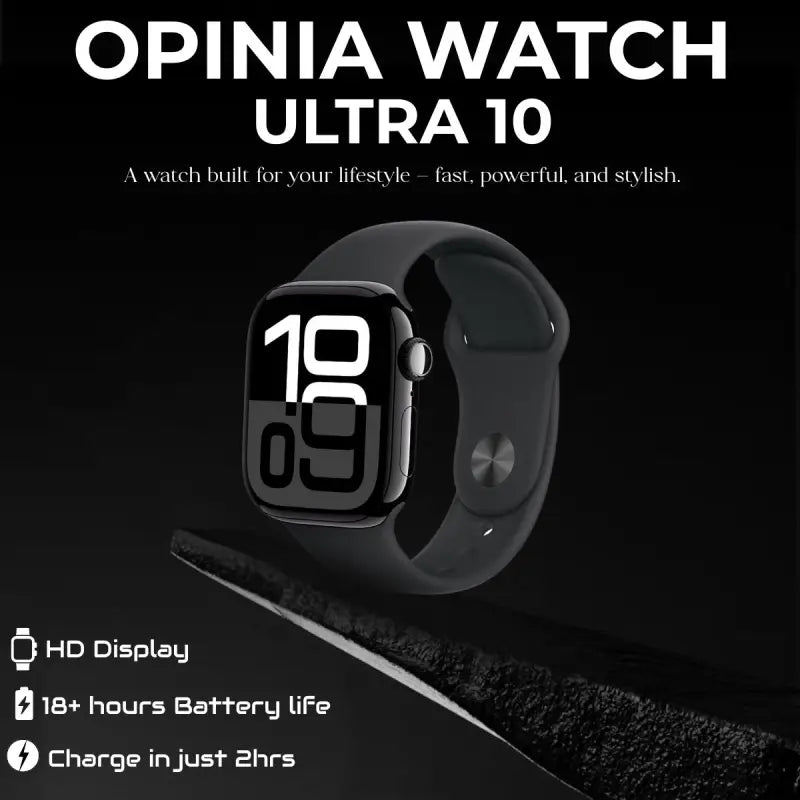 Opinia Ultra 10 | 2.1” Amoled HD Touch Display | Bluetooth Call | Music, Health Monitoring | Wireless Fast Charging in 2 Hours | Easy Refunds