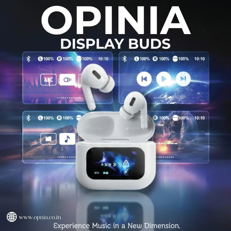 Opinia Display Buds with Active Noise Cancellation | 36H Playtime | Sweat Proof | Easy Refunds | PAN India Free delivery | Cash on delivery
